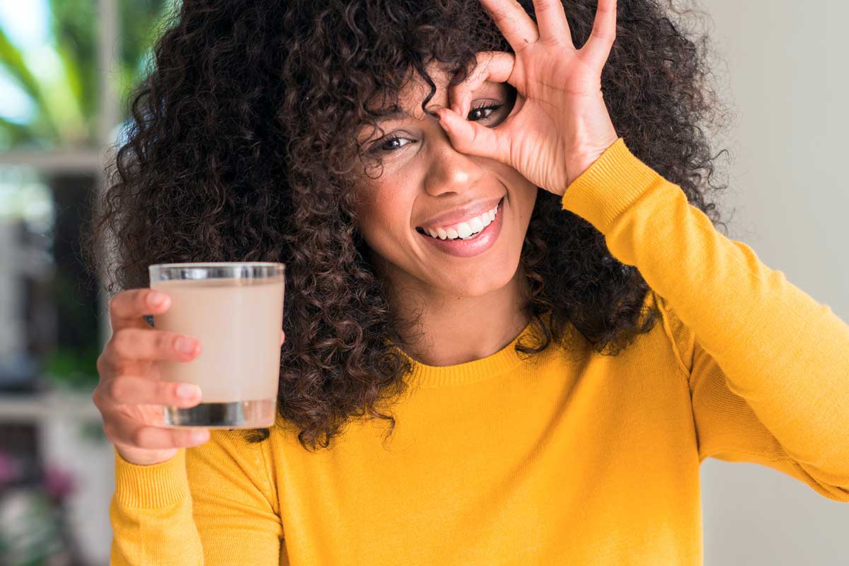 Woman approving Chia Milk