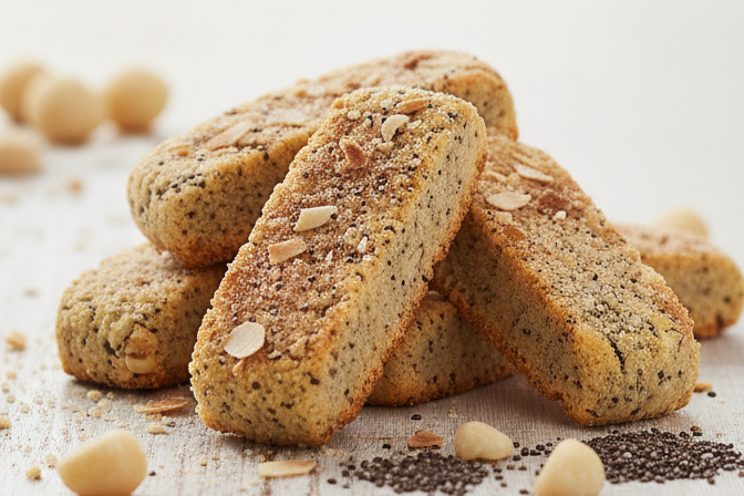 Toasted Coconut, Macadamia & Chia Biscotti