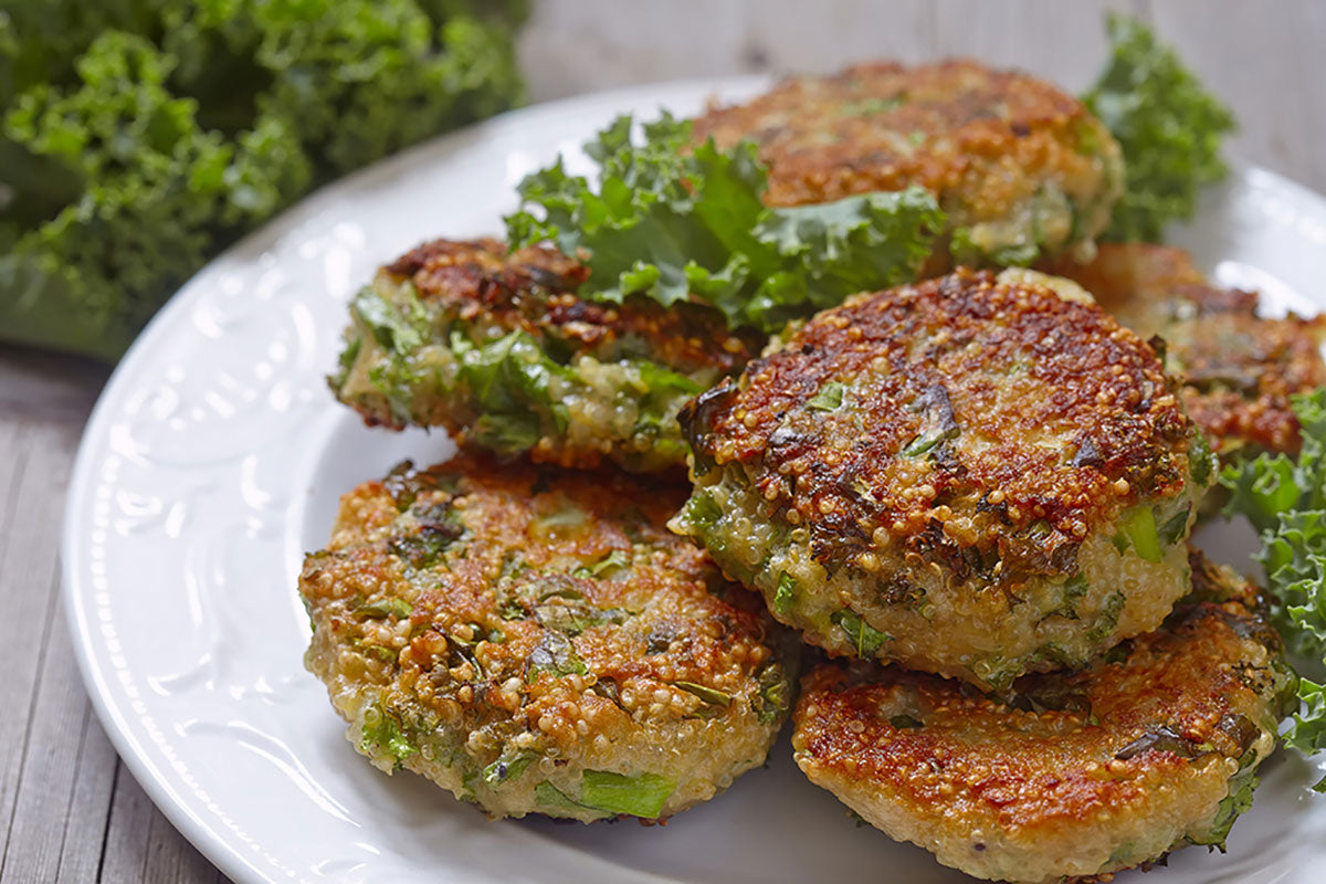 Quinoa and baby spinach burgers