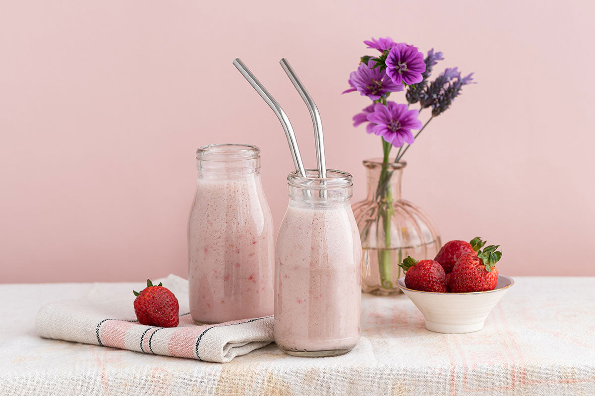 Pink refresh smoothie. Smoothie de frutillas