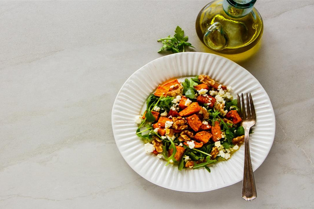 SWEETPOTATO GRAIN BOWL with CHIA OIL-BALSAMIC MAPLE VINAIGRETTE